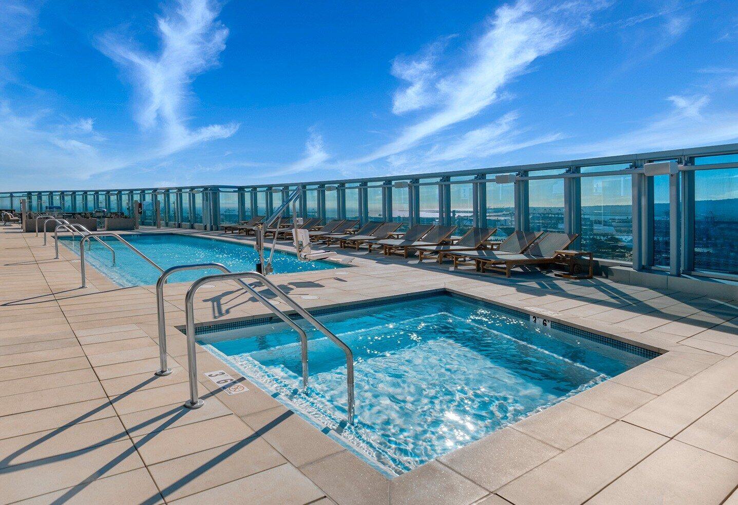Stainless Steel Rails and Handicap Pool Chair Lift at a rooftop pool 