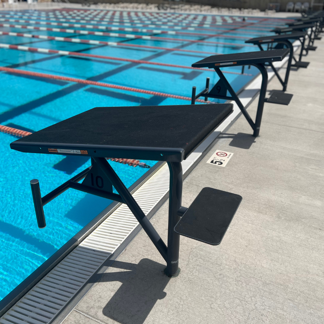 Record Breaker Single Post Custom Powder Coasted Swim Starting Blocks, the best there is