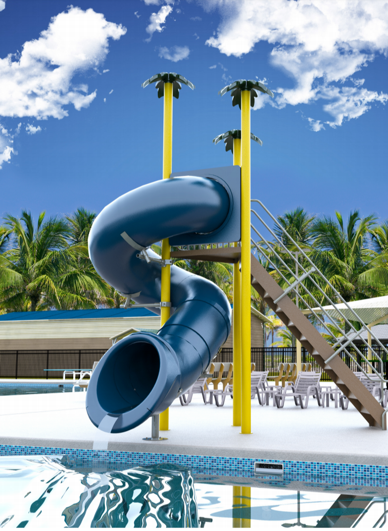 Single Flume Poolside Slide, Blue