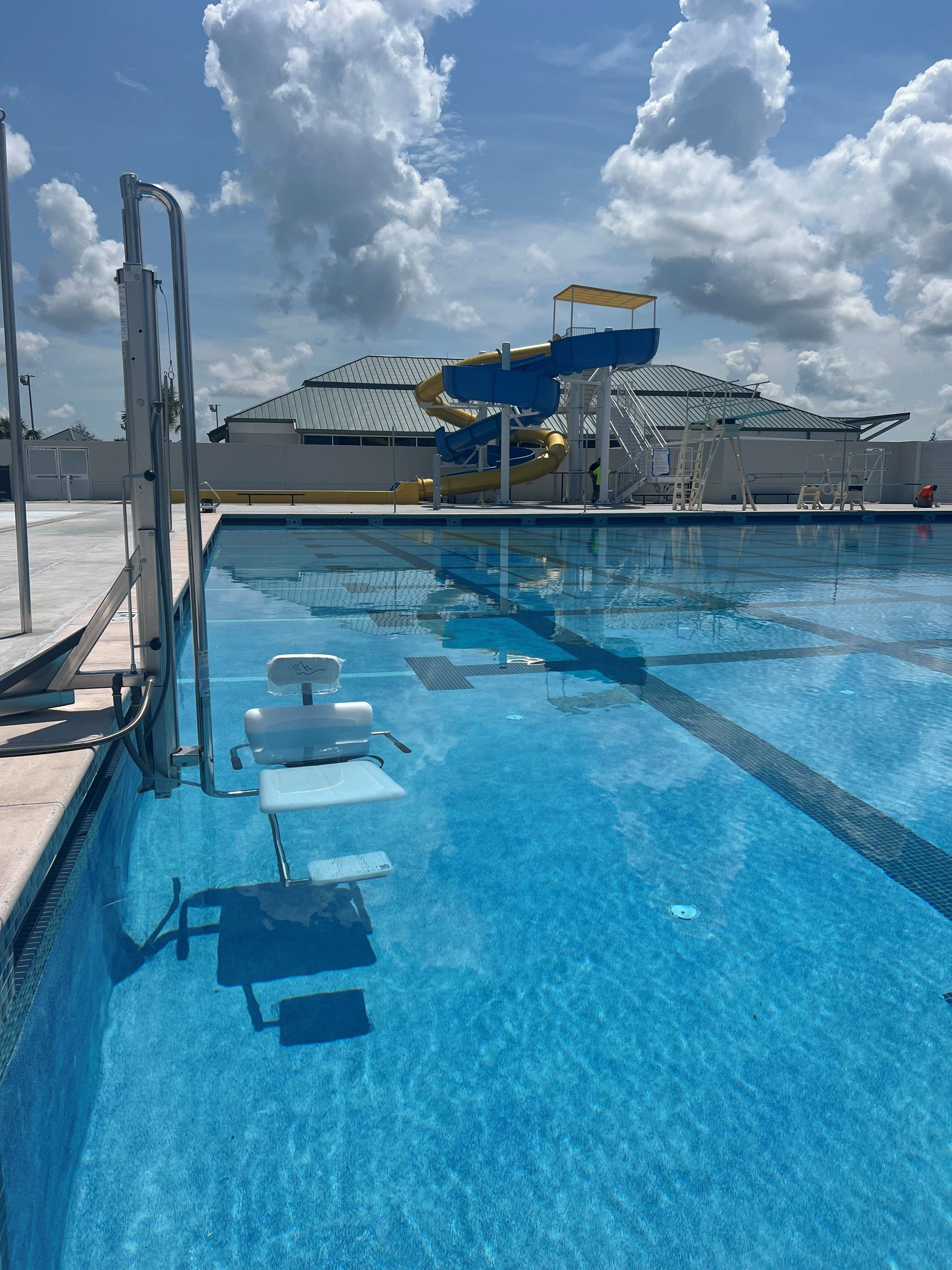 Lolo Water Powered Pool Lift newly installed at outdoor water park