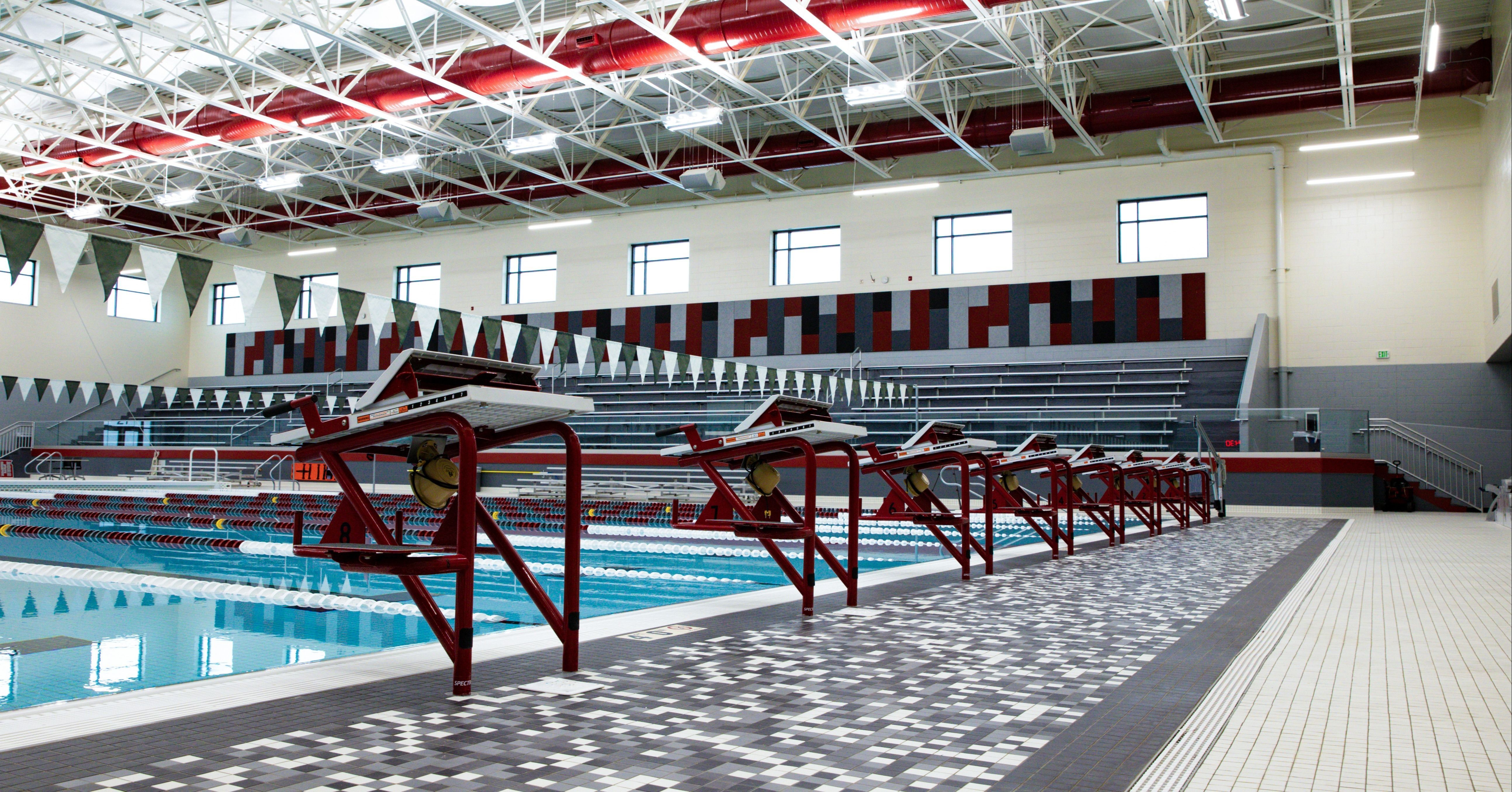 Dual Post Sprint with Rapid Lock Starting Blocks at an indoor competition pool