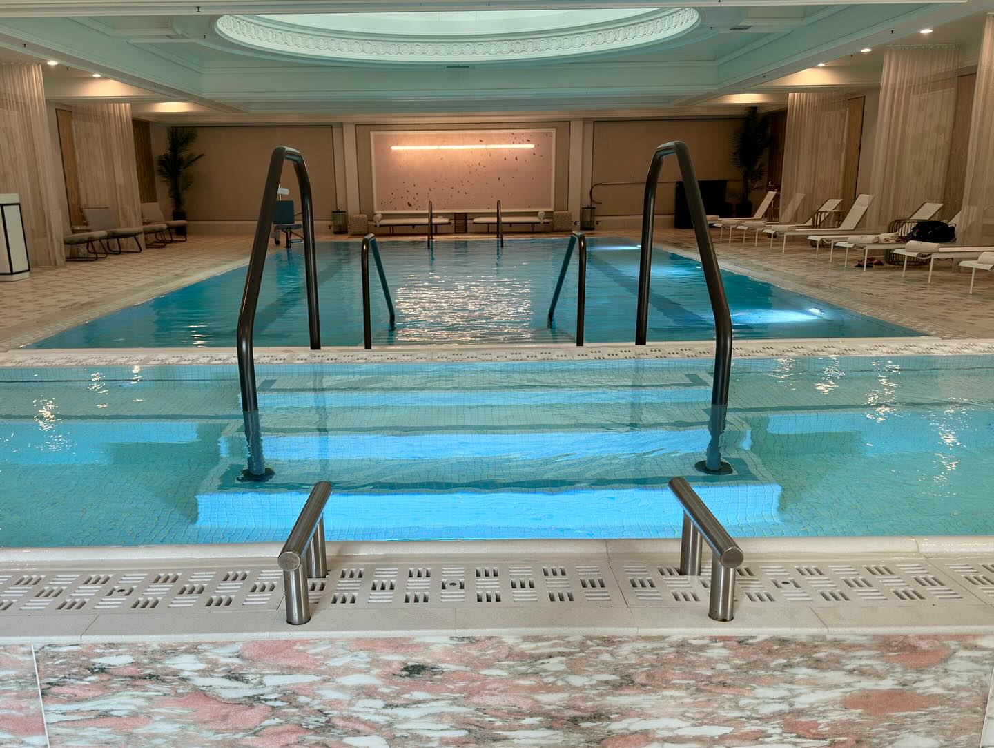 Indoor swimming pool with 3-Bend Stair Rails