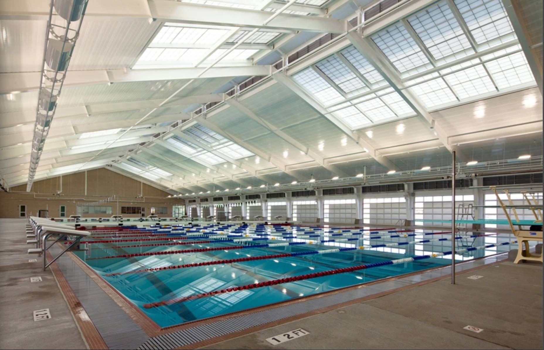 Indoor Aquatics Facility with Growler swimming starting blocks