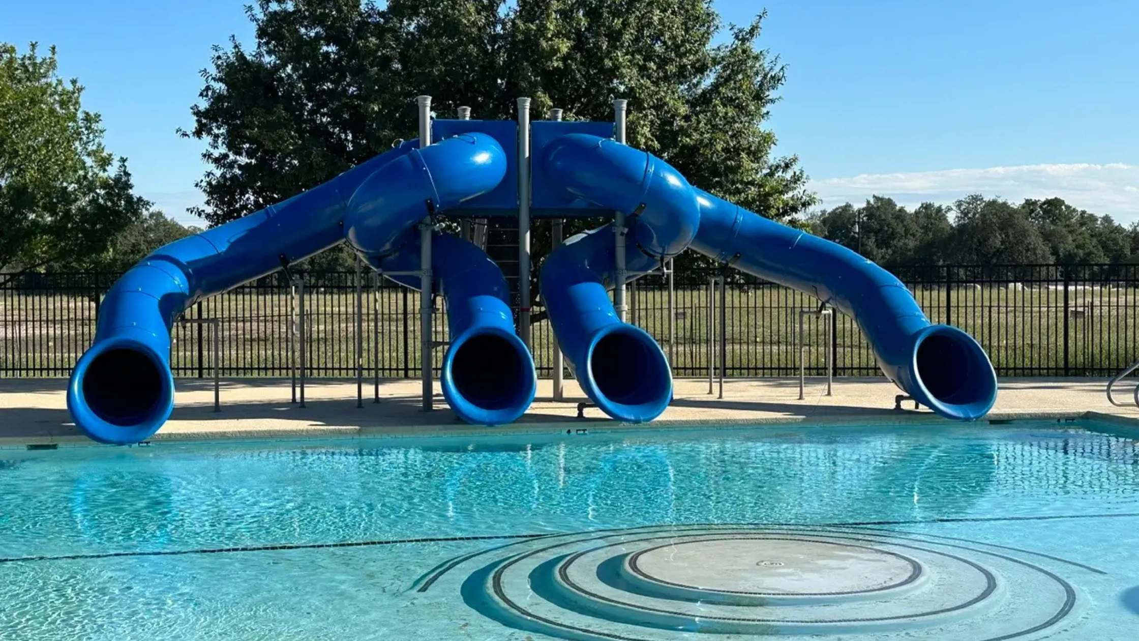 Quad Flume Poolside Slide, front view