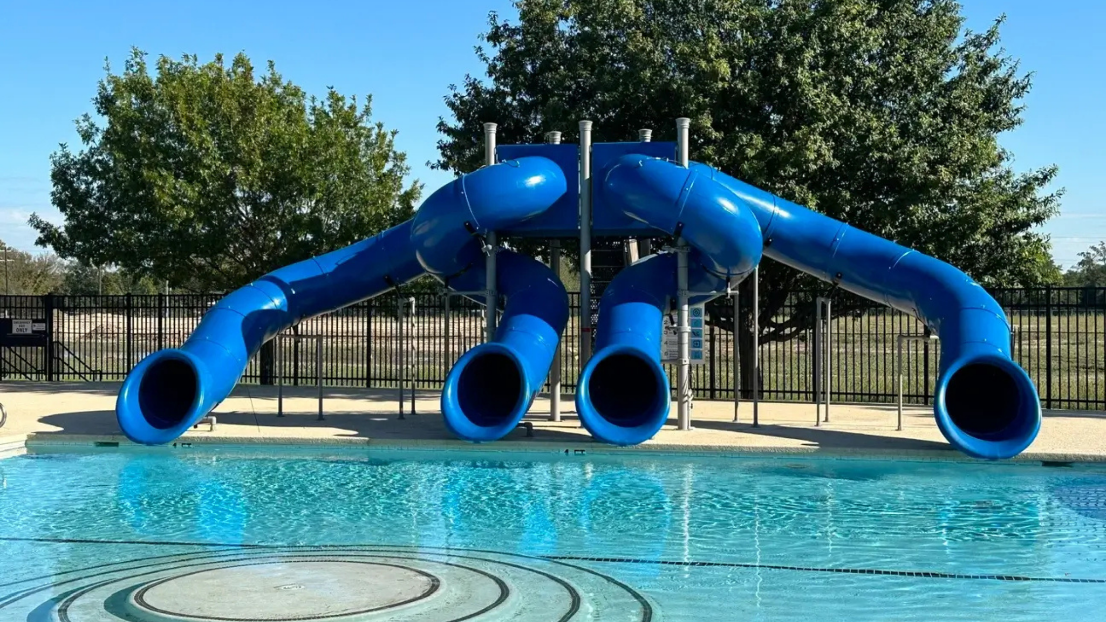 Quad Flume Poolside Slide, front view