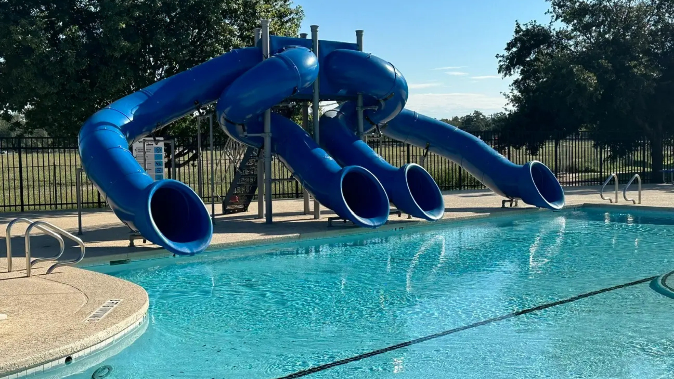 Quad Flume Poolside Slide, side view