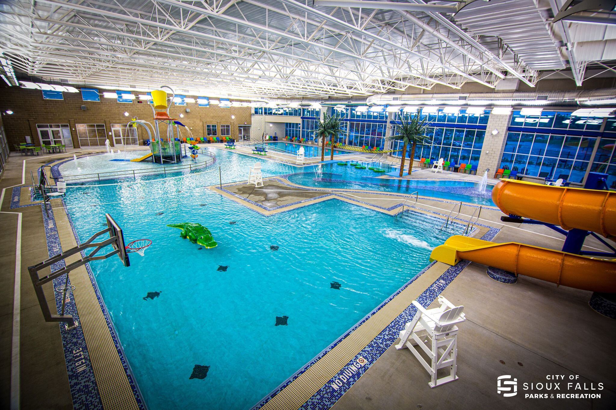 Overhead view of indoor aquatic playground