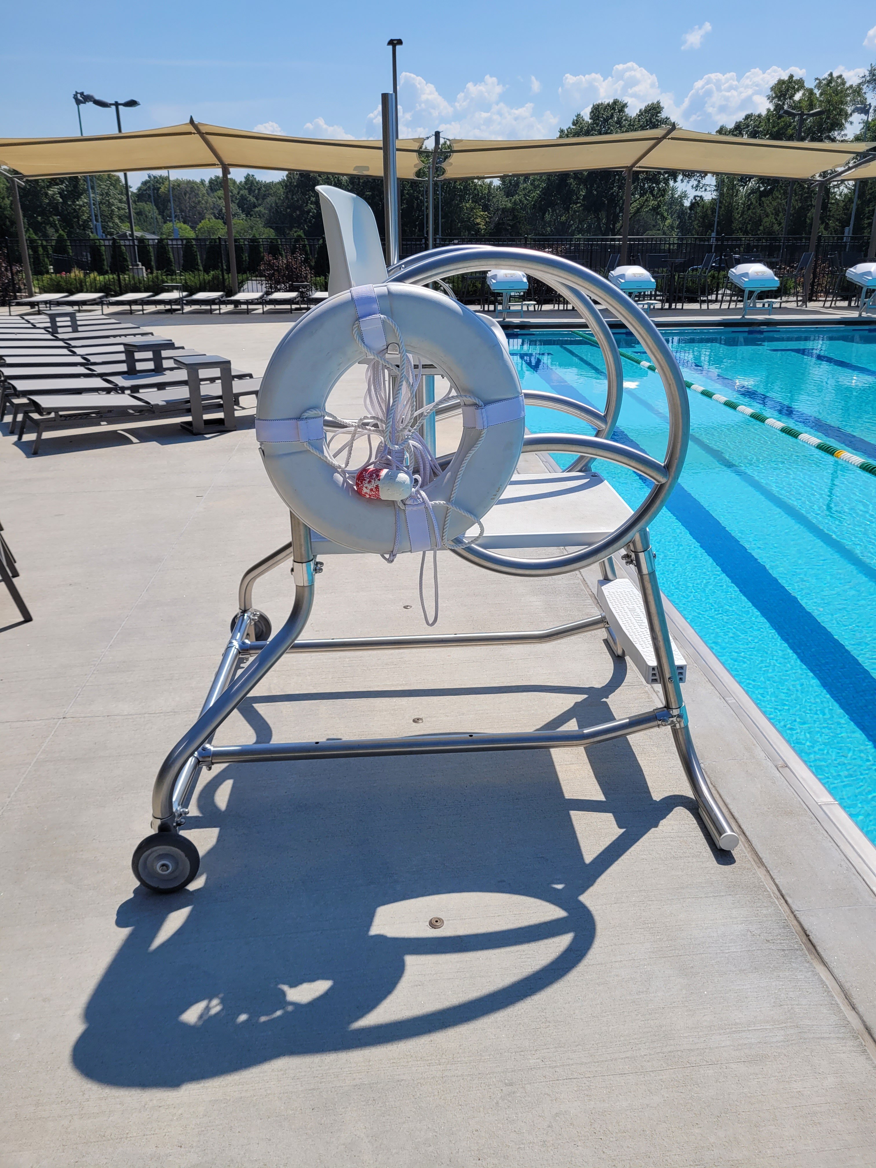 Solarian Stainless Steel Portable Lifeguard Chair, from the side