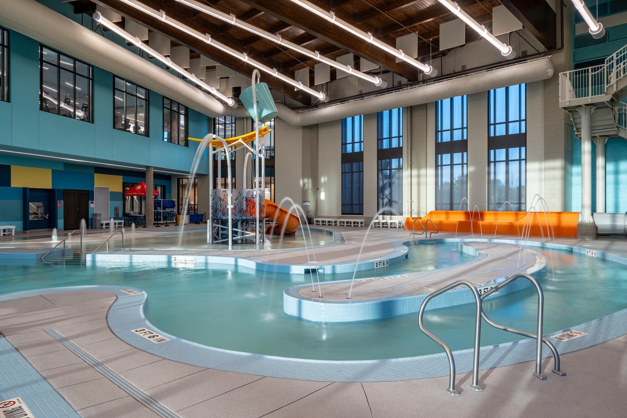 Rec center with Spectrum Aquatics Stainless Steel rails