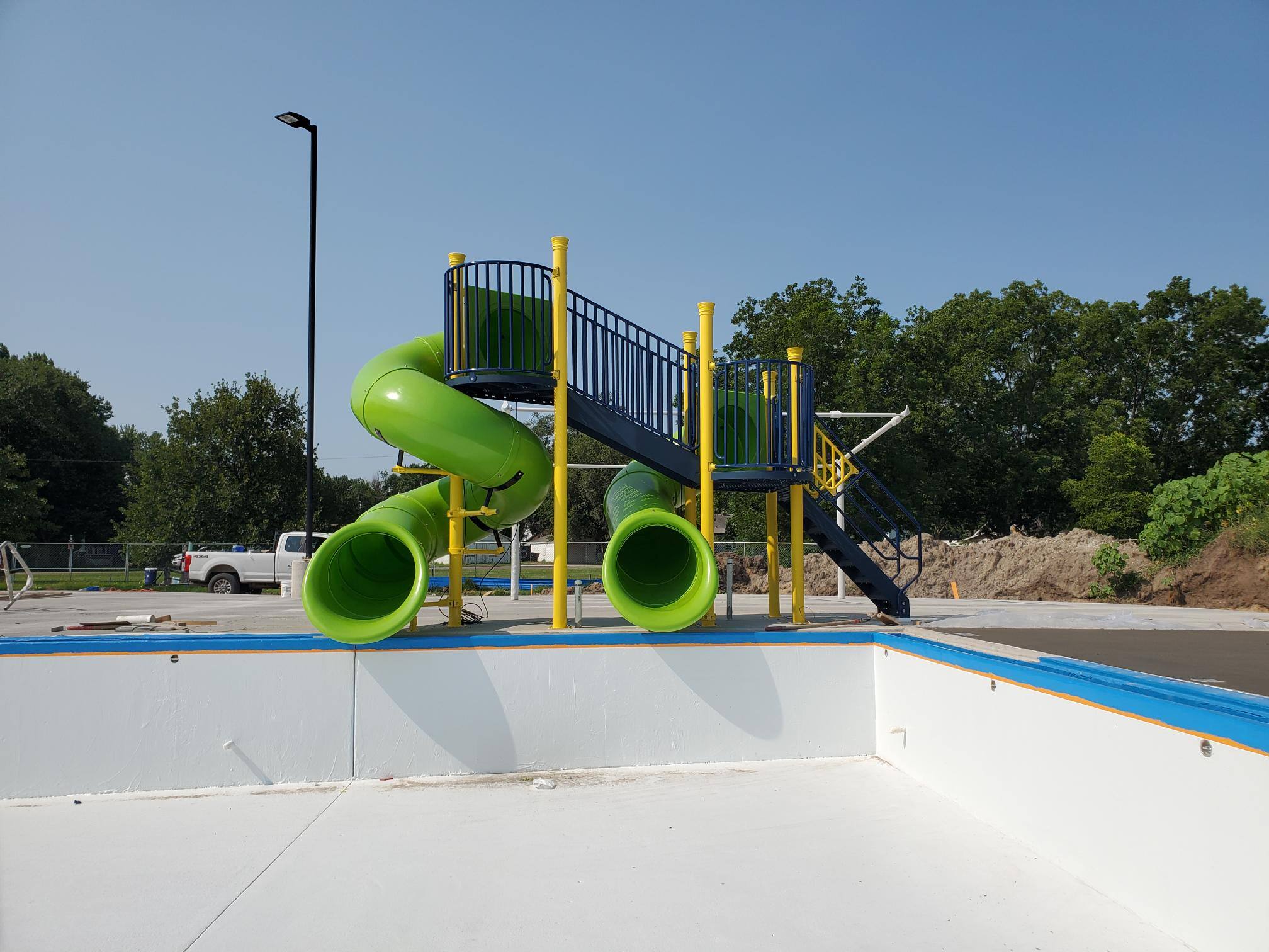 Poolside Slide at outdoor pool