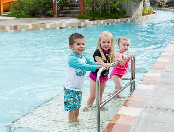 3 small children on the Toddler Dock