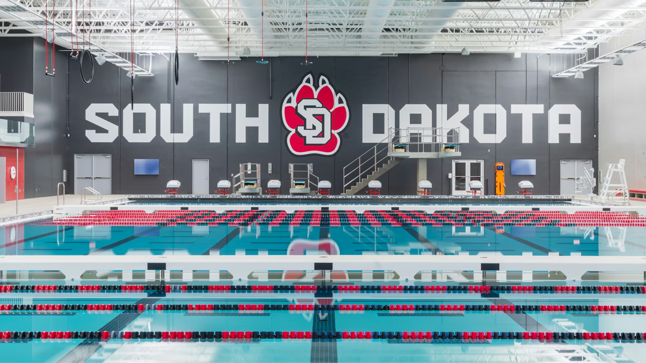 Custom Xcellerator swimming starting blocks at the University of South Dakota