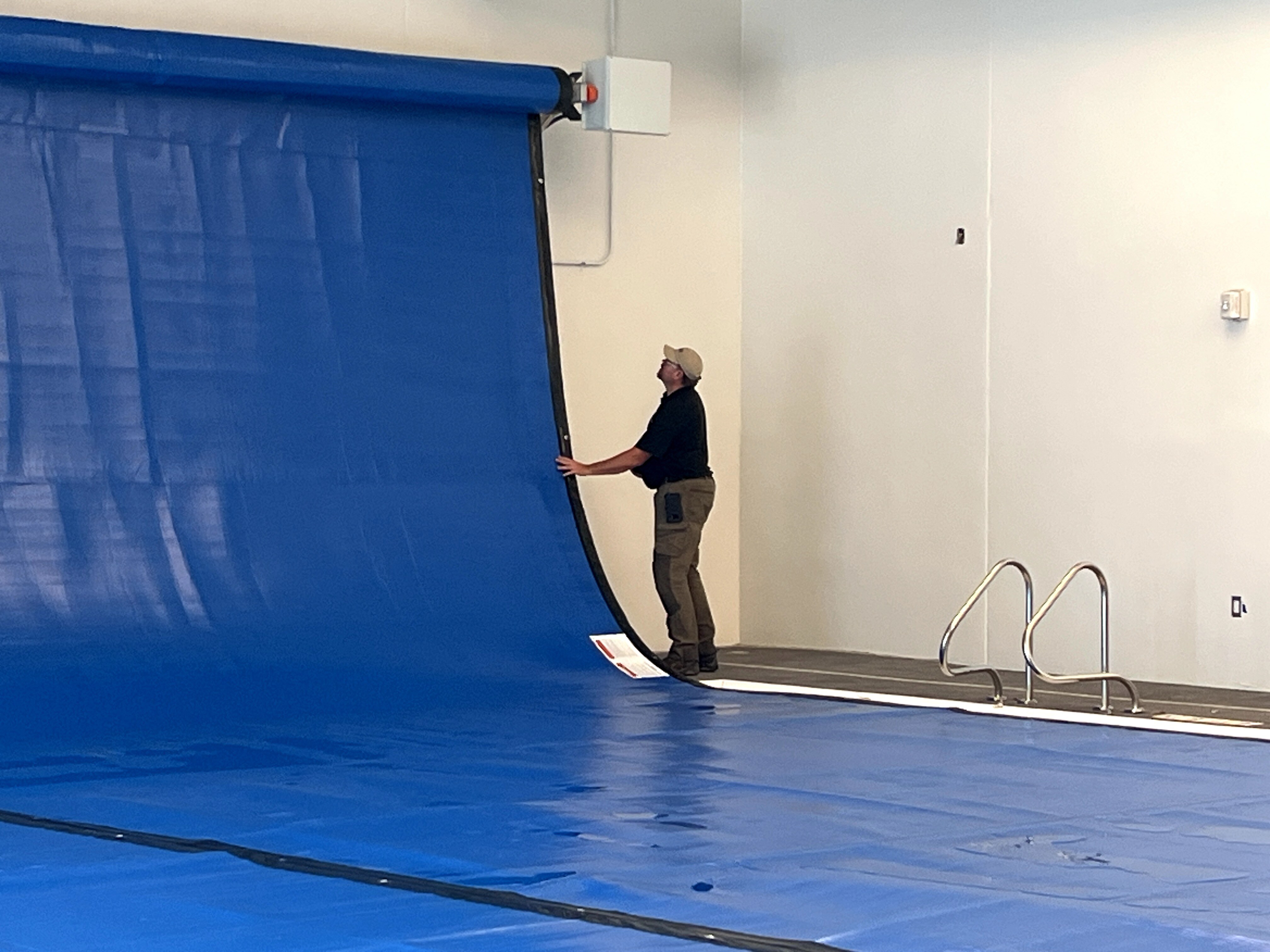 Blackfoot III deploying onto a indoor pool