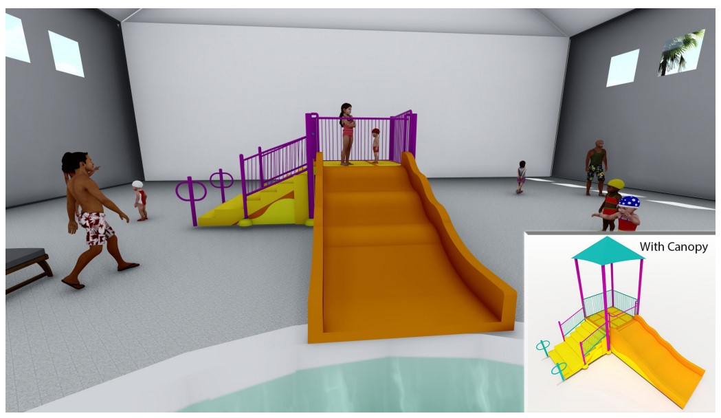 Rendering of SlideWorx Series Open Single Flume Children's Poolside Slide