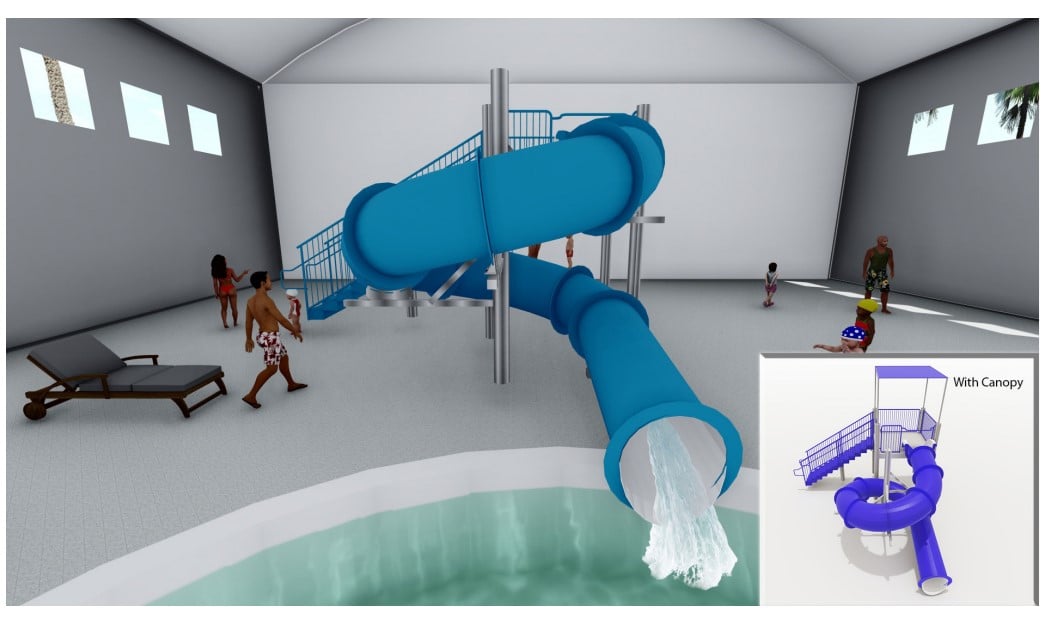 Rendering of SlideWorx Series Closed Single Flume Poolside Slide