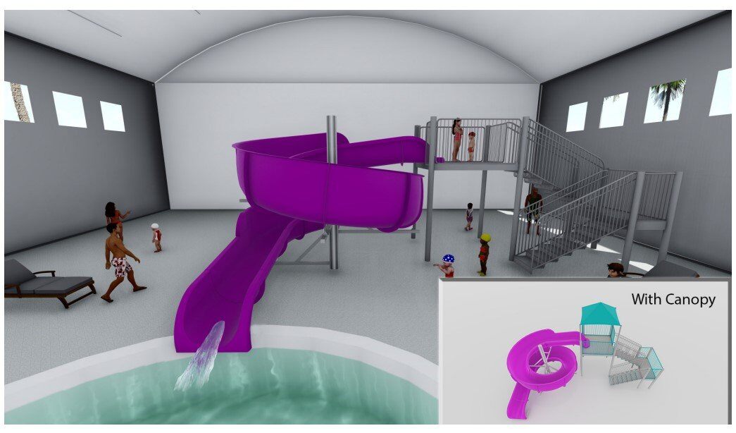 Rendering of SlideWorx Series Open Single Flume Poolside Slide