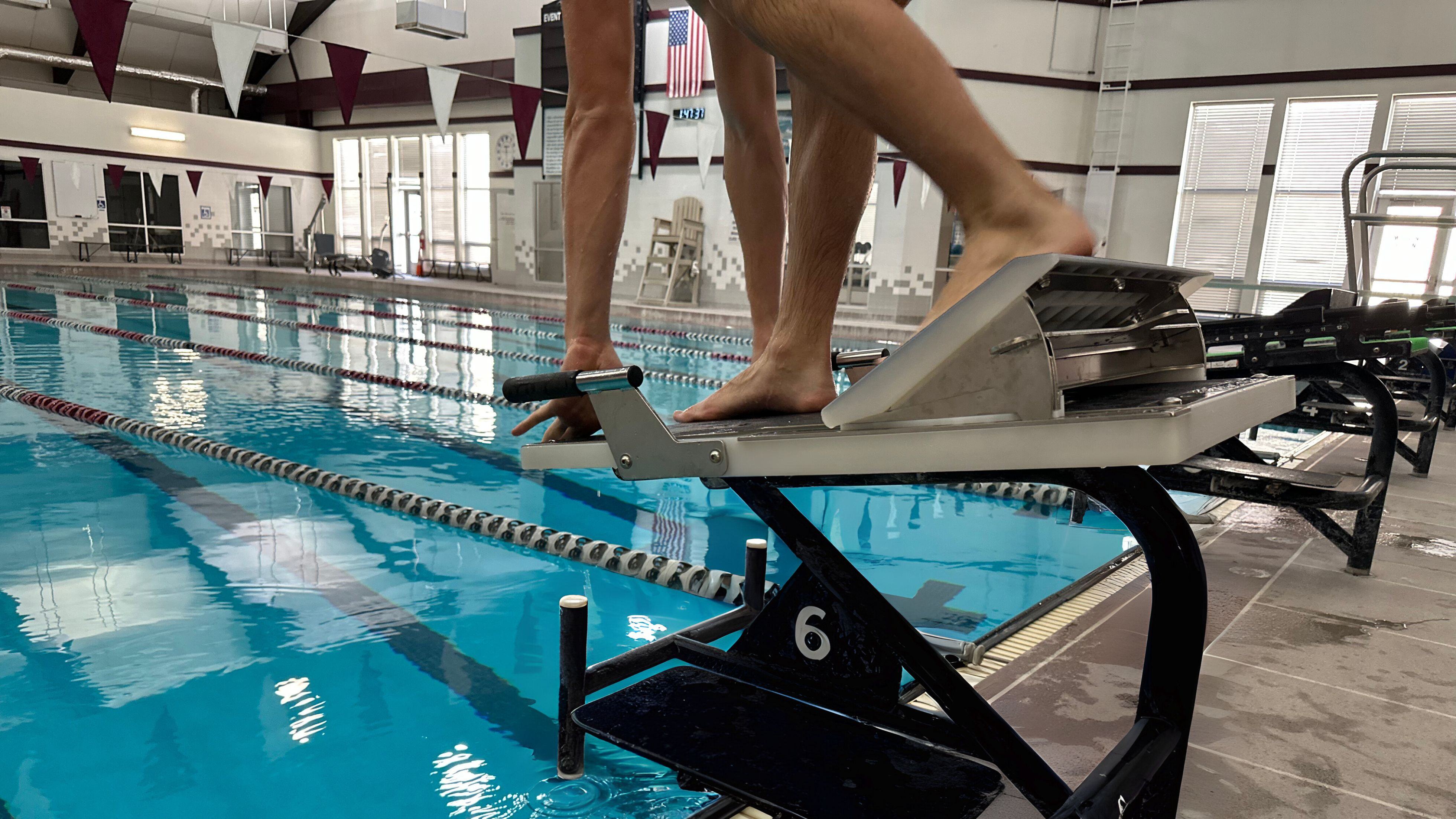 Athlete at their mark on Sprint Starting Block with Rapid Lock