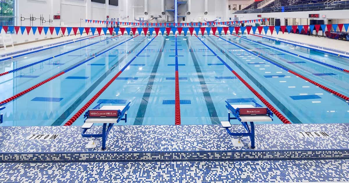 Spectrum Aquatics Xcellerator Swim Starting Blocks at indoor competitive pool 